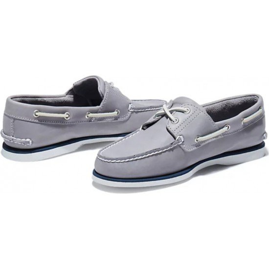 Timberland Classic Δερμάτινα Ανδρικά Boat Shoes σε Γκρι Χρώμα Timberland Classic Δερμάτινα Ανδρικά Boat Shoes σε Γκρι Χρώμα
