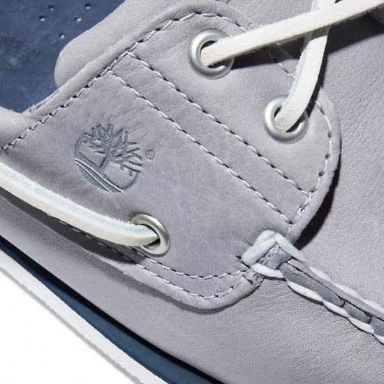 Timberland Classic Δερμάτινα Ανδρικά Boat Shoes σε Γκρι Χρώμα Timberland Classic Δερμάτινα Ανδρικά Boat Shoes σε Γκρι Χρώμα
