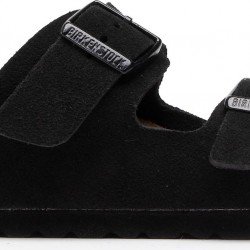 Birkenstock Arizona Soft Footbed Suede Leather Ανατομικά Σανδάλια Μαύρα Narrow Fit