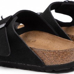 Birkenstock Arizona Soft Footbed Suede Leather Ανατομικά Σανδάλια Μαύρα Narrow Fit