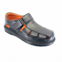 Boxer Δερμάτινα Ανδρικά Σανδάλια σε Μαύρο Χρώμα