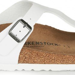 Birkenstock Gizeh Δερμάτινα Γυναικεία Ανατομικά Σανδάλια Λευκά Regular Fit