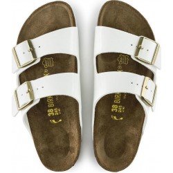 Birkenstock Arizona Δερμάτινα Unisex  Ανατομικά Σανδάλια Λευκά Narrow Fit