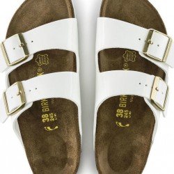 Birkenstock Arizona Δερμάτινα Unisex  Ανατομικά Σανδάλια Λευκά Narrow Fit